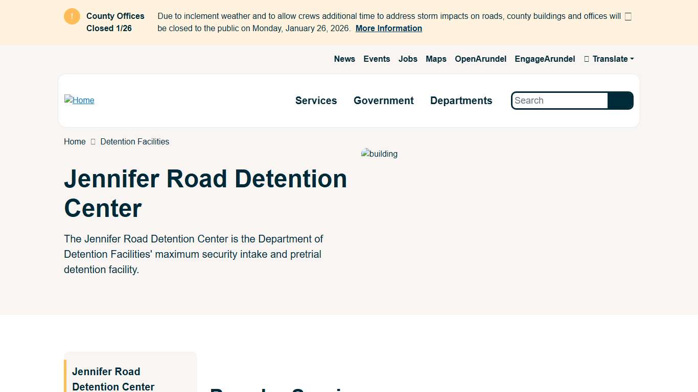 Jennifer Road Detention Center Anne Arundel County Government